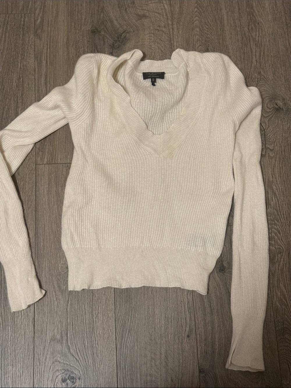 rag & bone Cream V-Neck Ribbed Sweater
